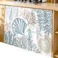 thumbnail image 2 of Light Blue Coastal Cabinet Curtain 35"Wx35"L,Dustproof Under Sink Skirt with Self Adhesive Tape,Summer Beach Coral Shell Starfish Cabinet Curtain Cover for Kitchen Sink,Bathroom Vanity,Laundry Room, 2 of 9