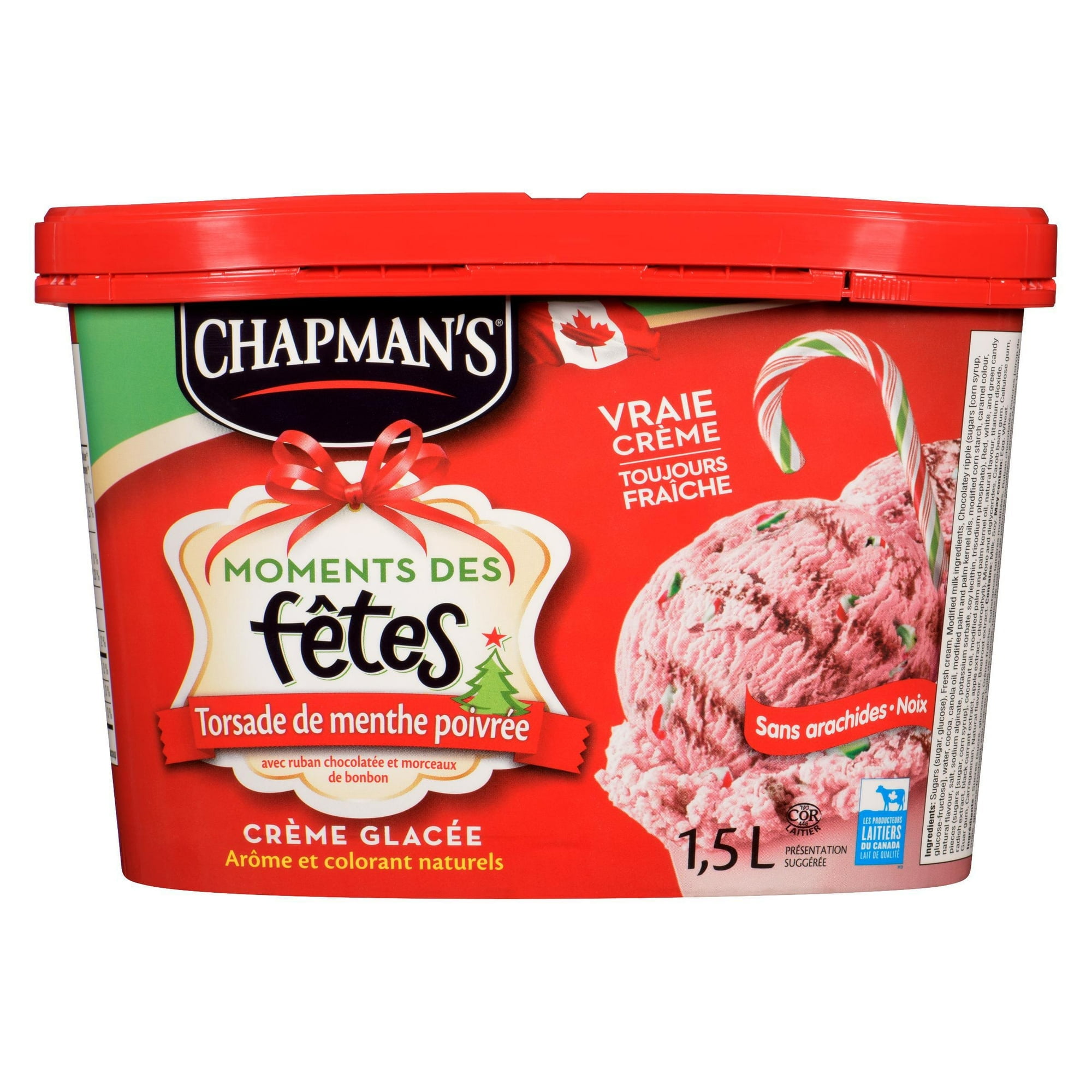 Chapman's Holiday Moments Peppermint Twist Ice Cream in a Tub, 1.5L