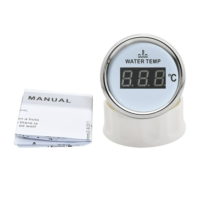 52mm Car Truck Boat Water Temp Gauge Temperature Sensor 40-120 Celsius Boat Car Digital Water Temp Meter With Red Back Light ,High Sensitivity & Precision
