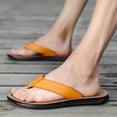 thumbnail image 5 of Mostsola Flip Flops for Men Leather Flats Arch Support Beach Shoes Soft Sole Slip on Shoes, 5 of 8