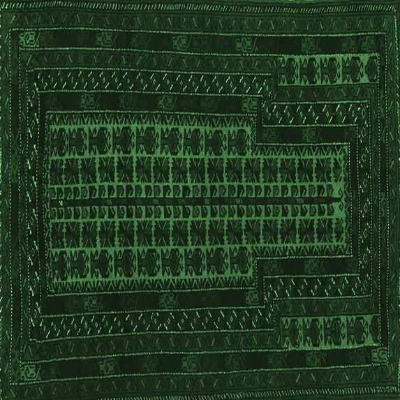 Ahgly Company Indoor Square Persian Emerald Green Traditional Area Rugs, 6' Square