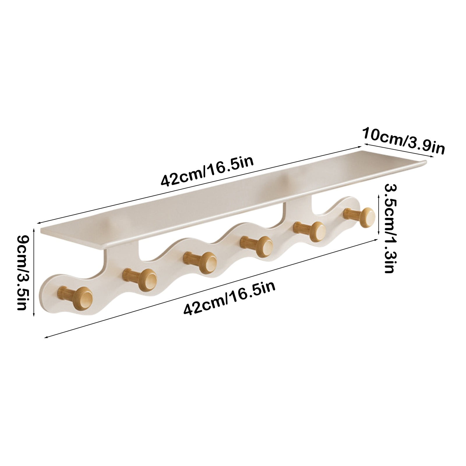 Wall Hooks, Shelf Coat Rack Wall Mount with 6 Hooks, Entryway Hanging Shelf with Storage, Modern Floating Wall Shelves with Hooks, for Bathroom, Living Room, Bedroom