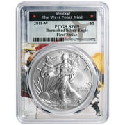 2018-W Burnished $1 American Silver Eagle PCGS SP69 FS West Point Frame