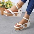 thumbnail image 3 of IUJSOY Womens Cork Wedge Sandals Heels Open Toe Platform Slingback Ankle Strap Buckle Dressy Shoes, 3 of 6