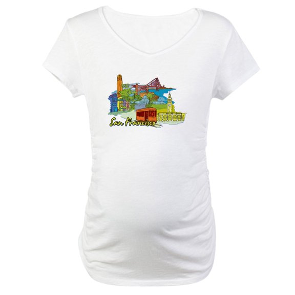 CafePress - San Francisco Travel Poster Maternity T Shirt - Cotton Maternity T-shirt, Cute & Funny Pregnancy Tee