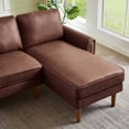 thumbnail image 6 of 82.2'' L-shaped Sofa, Modern 3 Seat Chaise Sofa Couch with Copper Nail on Arms, Mid-Century Sectional Sofa with Wooden Legs, for Living Room, Bedroom, 6 of 8