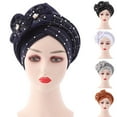 thumbnail image 4 of Shiny Lady African Headtie Skin-friendly Rhinestone Knot African Headwrap for Daily Life, 4 of 6