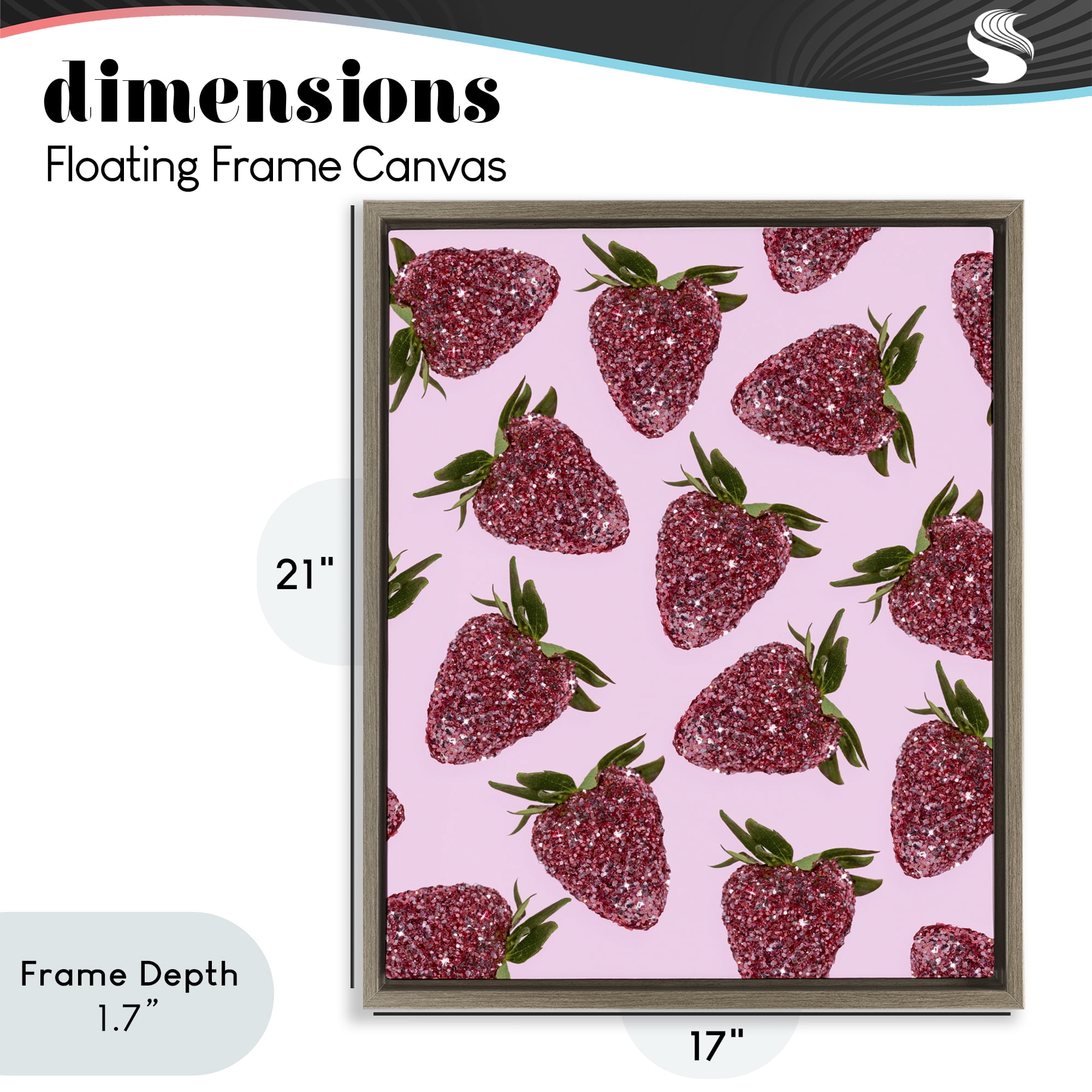 Stupell Industries Glimmer Strawberry Pattern Brown Framed Floater Canvas Wall Art, design by LISH Creative