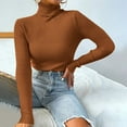 thumbnail image 2 of Women‘s Turtleneck Fall Winter Long Sleeve Sweater Jumper Warm Soft Ribbed Knitted Casual Solid Color Basic Slim Fit Pullover Tops(Coffee XL), 2 of 8