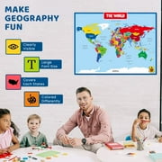 UNCLE WU Laminated World Map Poster for Home, School, Classroom - 18 x 24