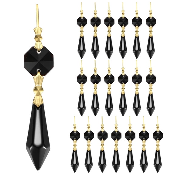 Uxcell 20-Pack Crystals Prisms Glass Tip Beads, 75mm Replacement Chandelier Teardrop Icicle Drops Hanging Pendant [Black]
