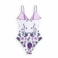 thumbnail image 6 of Baqcunre Women's One Piece Swimsuit Tummy Control V Neck Floral Print Bathing Suits, 1 Pc One-Piece Swimwear Purple M, 6 of 6