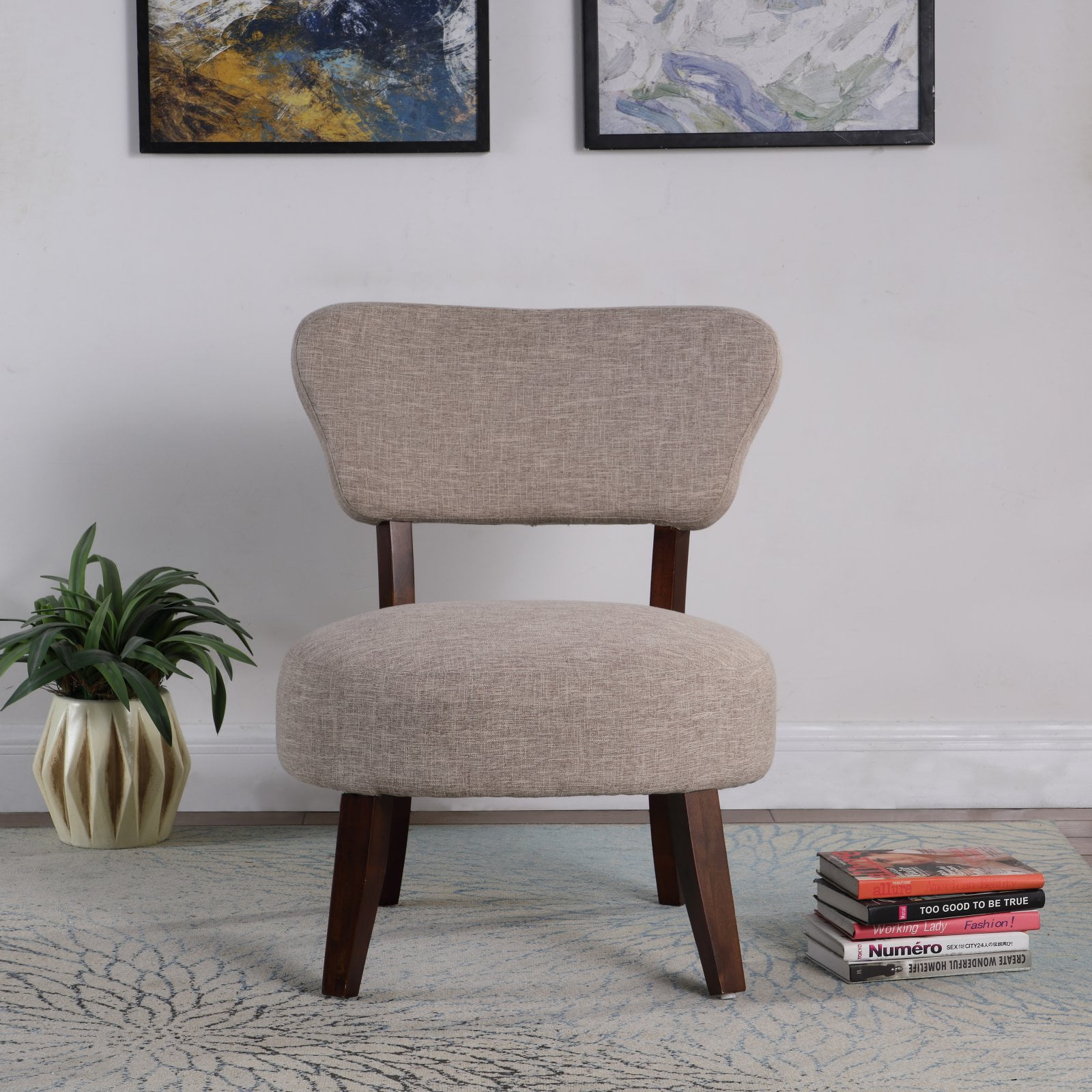 Round Seat Accent Chair, Taupe