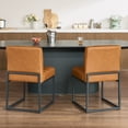 thumbnail image 5 of GrandNoor Brown Faux Leather Dining Chairs Set of 2, Mid-Century Modern Dining Room Chairs with Armless, Checkered Kitchen Chair with Metal Legs, 5 of 9
