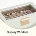 thumbnail image 6 of LEDREM Jewelry Box, 6-Layer Jewelry Organizer with Glass Lid & 5 Drawers, Modern Velvet-Lined Storage Box for Dresser/Vanity, Jewelry Boxes, Cloud White and Gold Color, 6 of 8