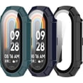 thumbnail image 1 of KOMI 3 Pack Compatible with Xiaomi Mi Band 8 Screen Protector with Tempered Glass Hard PC Case Cover Anti-Scratch All-Around Protective Cases for Xiaomi Smart Band 8 Fitness Tracker, 1 of 5
