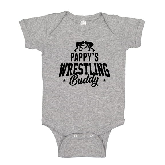 Pappy's Wrestling Buddy Baby Bodysuit One Piece NB Athletic Heather