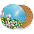 thumbnail image 2 of Coolnut Easter Colorful Eggs Cute Bunny Coasters for Drinks Set of 2, Absorbent Ceramic Drink Coaster with Cork Base for Wooden Coffee Table, Cool Housewarming Gift for Home Decor Gifts, 2 of 6