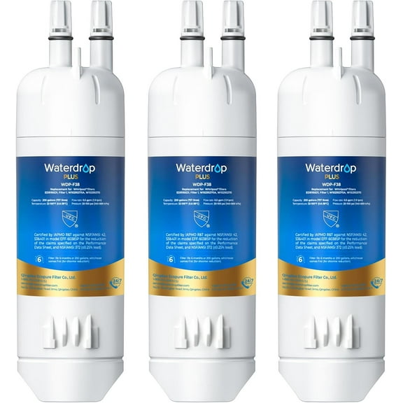 Waterdrop Plus EDR1RXD1 Replacement for Everydrop® Filter 1, W10295370A, EDR1RXD1B, P8RFWB2L, P4RFWB, 46-9081, 46-9930, WDP-F38 Refrigerator Water Filter, 3 Pack