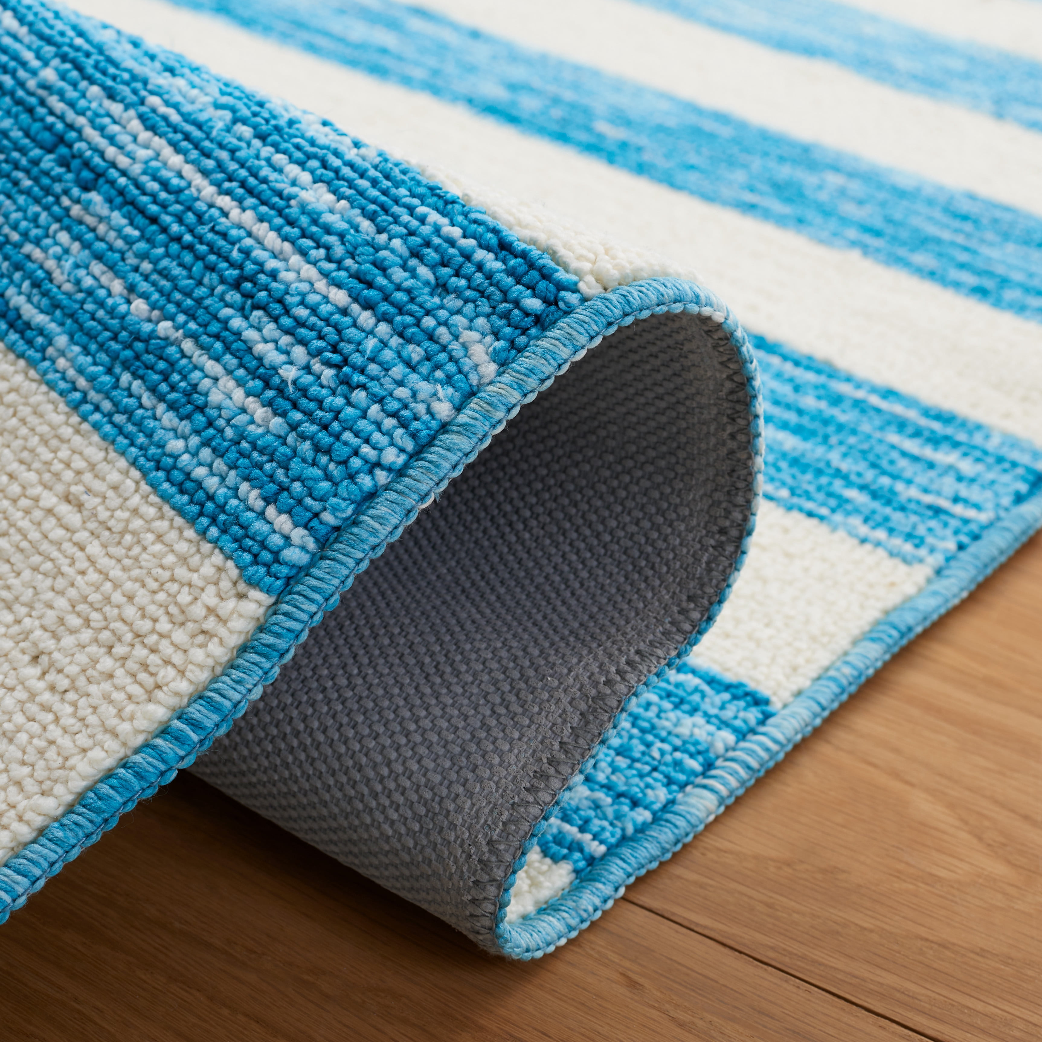 Safavieh Easy Care Fergal Striped Polyester Machine Washable Runner Rug, Blue/Ivory, 2'3" x 8'