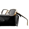 thumbnail image 2 of Gafas de sol para hombre, estilo retro, con borde grueso, con caja de metal, modernas gafas de sol con protección UV, 2 of 5