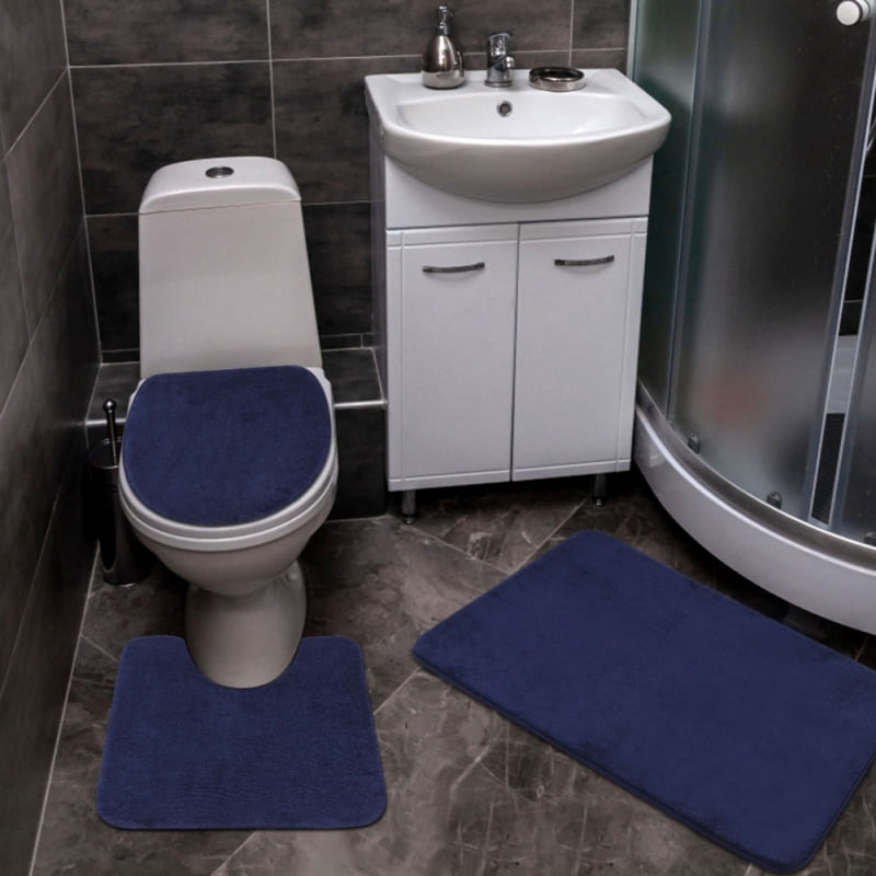 3pcs Bathroom Sets Pedestal Rug + Lid Toilet Cover + Floor Carpet Bath Mat Doormat Anti-slip Mat Home Decor