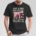 thumbnail image 2 of Just A Girl Who Loves Goats Graphic Tee, Unisex Adult Cotton T-Shirt with Goat Silhouette and Flower Design, Comfortable Casual Wear, Size 4XL, Color Black, 2 of 3