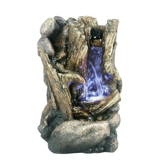 Hi-Line Gifts LED Lighted Tree Trunk Water Fountain - 11"