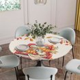 thumbnail image 5 of Thanksgiving Truck Round Tablecloth for 45-54 Inch Tables,Fitted Table Cover with Elastic Edge,Fall Pumpkins Autumn Leaves Vintage Waterproof Outdoor Table Cloth Protector for Patio Garden Dinner, 5 of 9