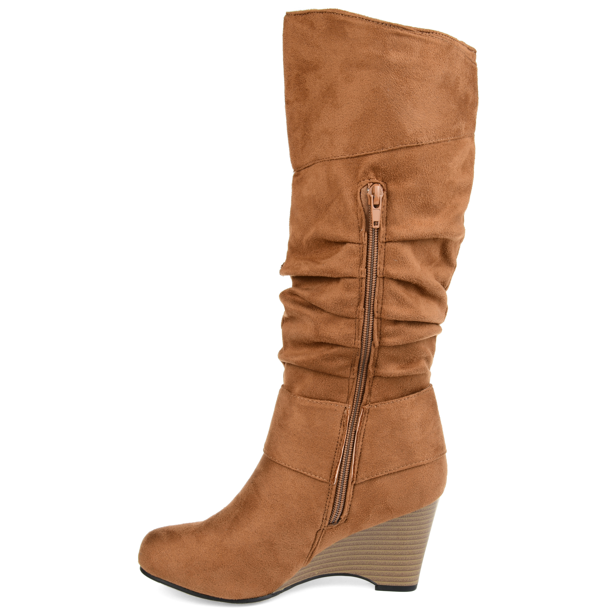Brinley Co. Women's Faux Suede Buckle Accent Tall Boots - image 3 of 8