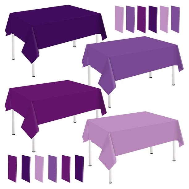 Mantel Whaline de plástico morado, 4 pulgadas, color morado degradado, 54 x 108 pulgadas