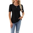 thumbnail image 1 of Bellella T-Shirts d'Été pour Femmes, T-shirt Uni à Col Rond, T-shirt Décontracté à Manches Courtes, Chandail à Enfiler, T-shirt pour Dames, Noir, TG, 1 of 3