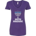 thumbnail image 3 of Inktastic Happy Hanukkah Menorah Women's V-Neck T-Shirt, 3 of 5