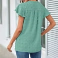 thumbnail image 4 of Women's Summer Blouses V Neck Swiss Dots Plain Work Tops Ruffle Short Sleeve Casual Comfy Loose Tunic Tops T Shirts, 4 of 7