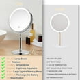 thumbnail image 6 of Lighted Makeup Mirror, 8" Rechargeable Double Sided Magnifying Mirror with 3 Colors, 1x/10x 360° Rotation Touch Screen Vanity Mirror, Brightness Adjustable Magnification Cosmetic Light up Mirror, 6 of 7