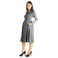 thumbnail image 2 of 24seven Comfort Apparel Long Sleeve Fit and Flare Maternity Midi Dress, 2 of 4