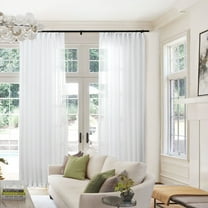 TWOPAGES Polyester Sheer Drape 52 X 84 Inches Long Pinch Pleat Top 1 Panel Light Filtering Curtain for Bathroom, White