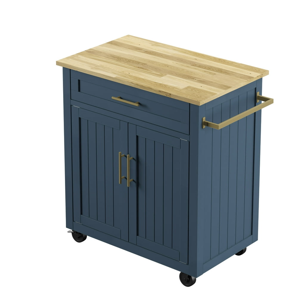 Twin Star Home Kitchen Cart, Blue/Brown