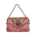 thumbnail image 1 of Pre-Owned Gucci Broadway Pearl Bee Leather Handbag/Shoulder Bag, 2-Way Red, 453778 (Good), 1 of 14