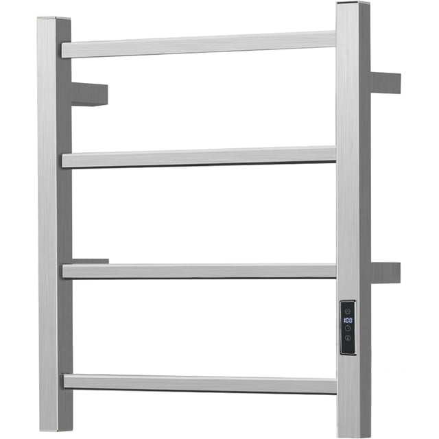Electric Towel Warmer - Wall Mounted Bathroom Heated Towel Rack Plug-in Design &; Brushed Stainless Finish Gold