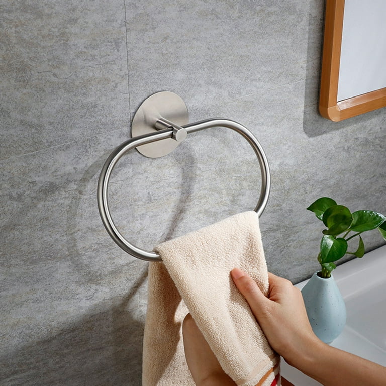 VAEHOLD Self Adhesive Hand Towel Holder for Bathroom, Silver Towel Rack  Towel Ring Hanger Towel for Kitchen No Drilling - SUS 304 Stainless Steel