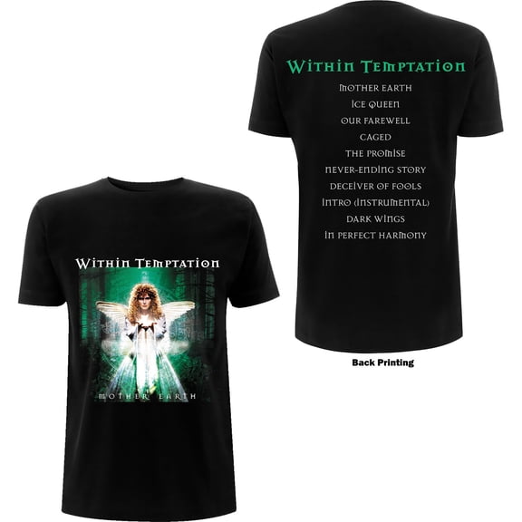 Men's Within Temptation Mother Earth (Back Print) Slim Fit T-shirt Small Black