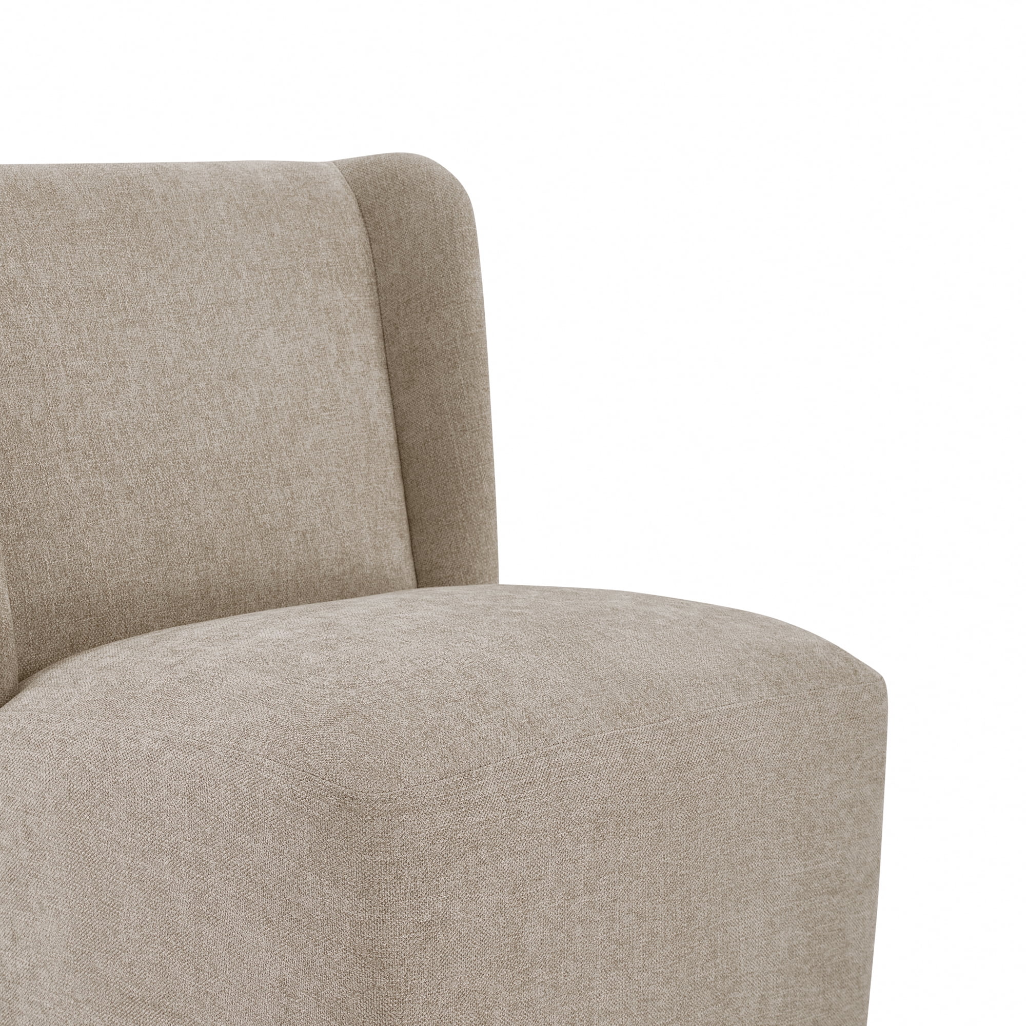 Spruce & Spring Modern Upholstered Dining Chair with Wingback and Hidden Casters, Single, Fabric in Khaki