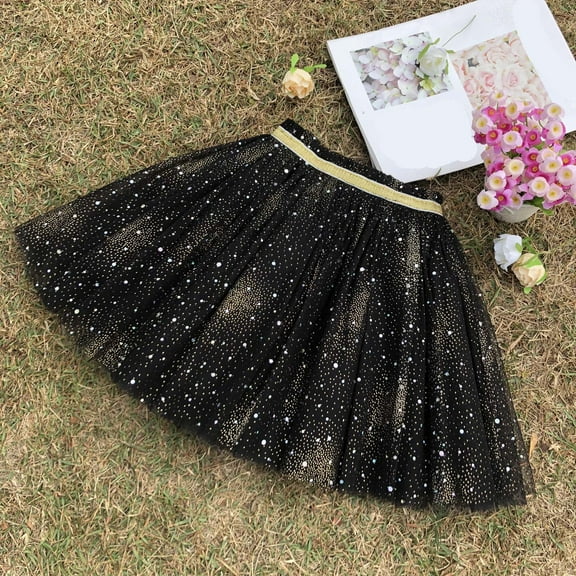 uublik Girl's Skirts Black Layered Mesh Skirt Party Birthday Dance Princess Skirt Size 2T-11