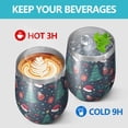 thumbnail image 4 of 12oz Stemless Wine Tumblers Dark Blue Christmas Pattern Vacuum Insulated Stainless Steel Travel Tumbler Cups Mug with Lid and Straw for Champaign,Cocktail,Beer with Cleaning Brush, 4 of 5