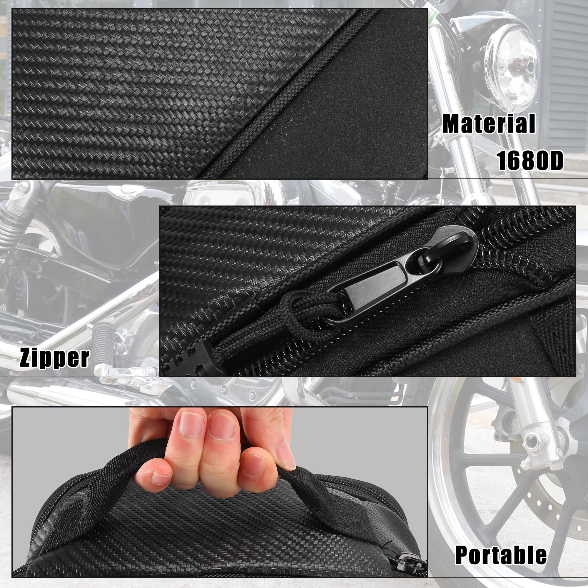 Unique Bargains Motorcycle Seat Tail Bag Cycling Travel Rear Bag 1680D Backpack Black