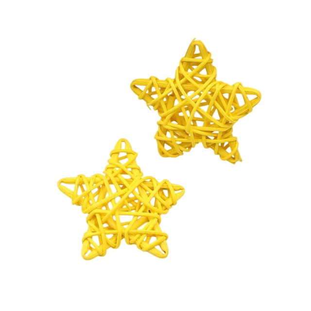 Leodye 2PCS Rattan Woven Five-pointed Star - Decorative Pendant & Pet Toy -2.36x2.36in