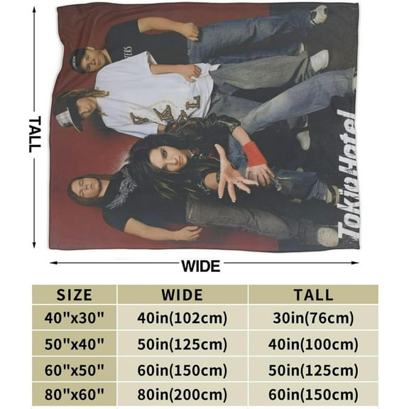 Tokio Music Band Hotel Throw Blanket Warm Cozy Plush Bed Blanket Sofa Bed Couch Decor Gifts for Men Women and Kids 60"X50"