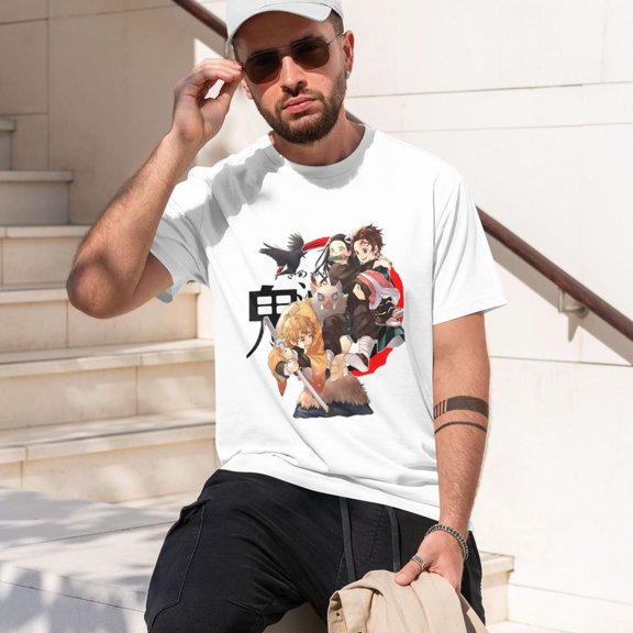 Demon Slayer Shirt Mens Shirts Anime Print T-Shirts Cosplay Shirts Fashion Casual Shirt -Small