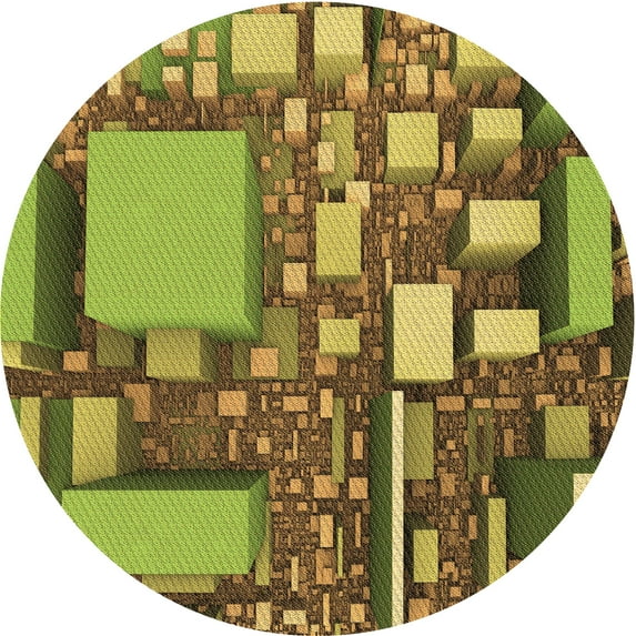 Ahgly Company Machine Washable Indoor Round Transitional Dark Bronze Brown Area Rugs, 8' Round